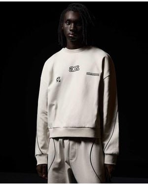 Bershka Embroidered Boxy Sweatshirt - Black