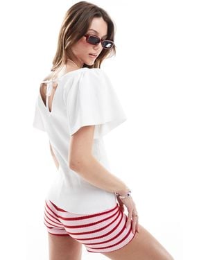 ONLY Ribbed Tie Back Top - White
