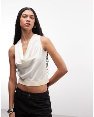 AllSaints Zoey Sleeveless Cowl Neck Knit Top - White