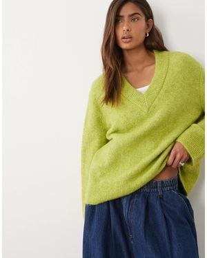 ASOS V Neck Relaxed Sweater - Green