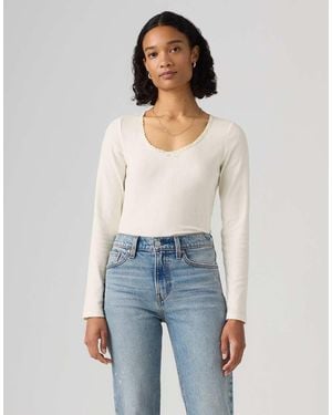 Levi's Dry Goods Pointelle Lace Ls Heath - Blue