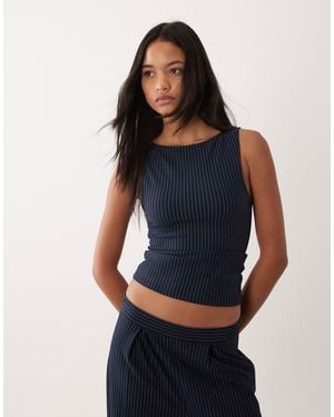 ASOS Jersey Sleeveless Slash Neck Top - Blue