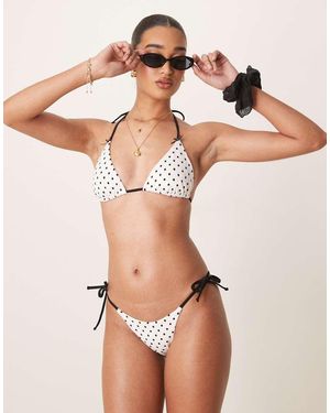 Free Society Polka Dot Tie Side Bikini Bottom - Natural