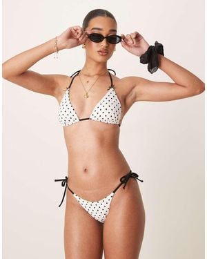 Free Society Slip Bikini A Pois Con Laccetti Laterali - Neutro