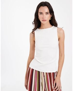 Vero Moda Flat Rib Boat Neck Sleeveless Jersey Top - White