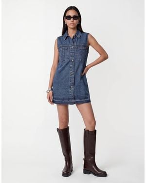 Noisy May Sleeveless Denim Dress - Blue
