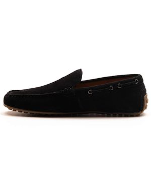 Thomas Crick Duval - mocassins casual à enfiler en cuir et daim - Noir