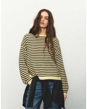 Pull&Bear Striped Jumper - Green