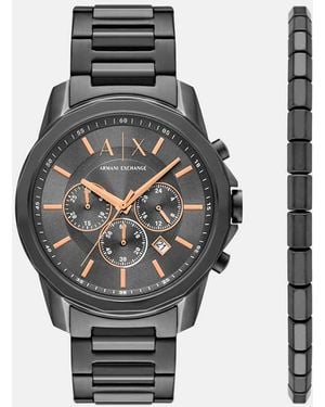 ARMANI EXCHANGE Quartz/Chrono Banks, Gunmetal Stainless Steel - Grey