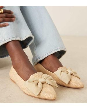 Asos Design Wide Fit Lake Bow Pointed Ballet Flats - Blue