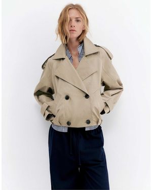 Pull&Bear – kurzer trenchcoat - Blau