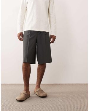 ASOS Elegante Geplooide Oversized Bermudashort - Naturel