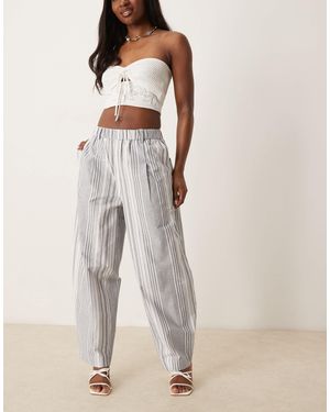 ASOS Linen Look Barrel Pants - Natural