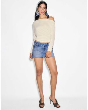 Stradivarius Mini-skort mit hammerschlaufe aus mittelem denim - Blau