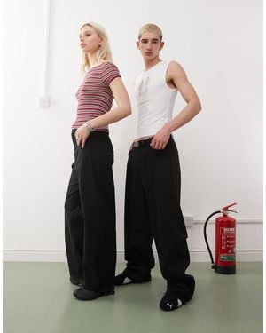 Weekday Astro Unisex Linen Blend Pants - Black