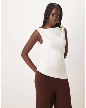 ASOS Twist Shoulder Top - White