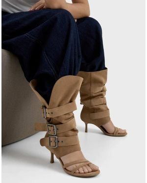Bershka Heeled Trousers Sandals With Buckles - White