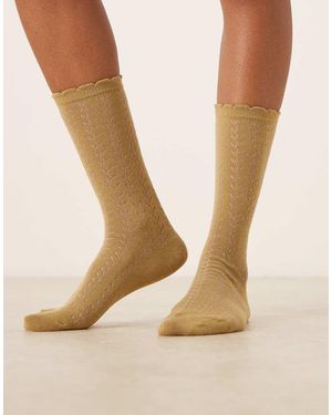Becksöndergaard Pointelle Frill Socks - Natural
