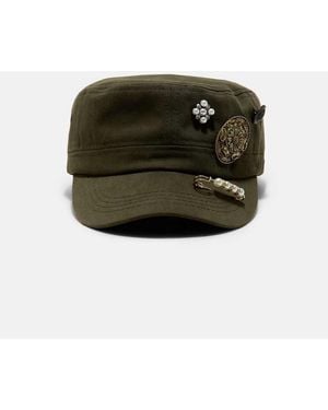 Stradivarius Cappellino Militare Con Perline - Verde