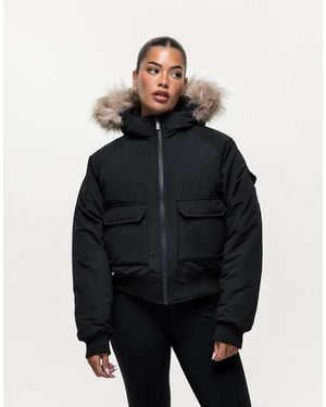 Good For Nothing Padded Parka Jacket With Faux Fur Trim Hood - Blue