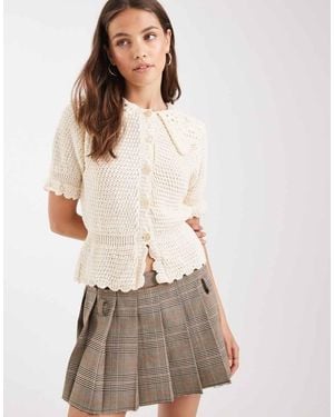 Miss Selfridge Knit Peplum Top - Natural