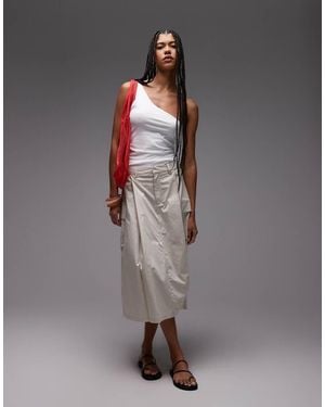 Obey Surface Pleated Cargo Midi Skirt - Grey