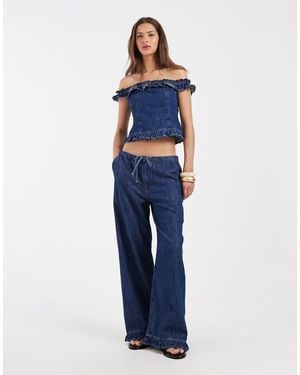 ASOS Vaqueros Sin Cierres Con Volantes (Parte De Un Conjunto) - Azul