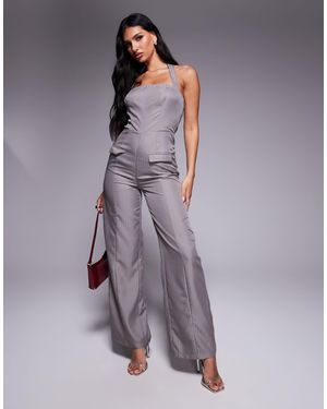 Kaiia – exklusiver, eleganter neckholder-jumpsuit - Lila