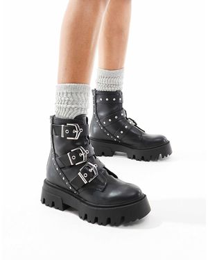 Stradivarius – flache stiefel - Blau
