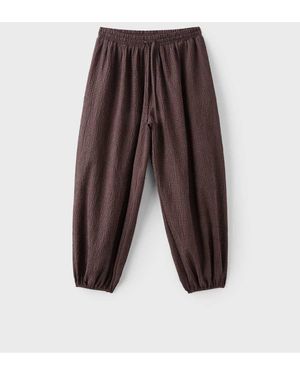 Stradivarius Balloon Check Trousers - Brown