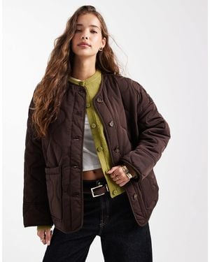 Object Onion Quilted Front Pocket Bomber Jacket - Brown