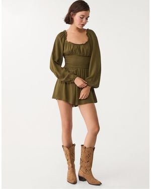 Stradivarius Flowing Playsuit - Green