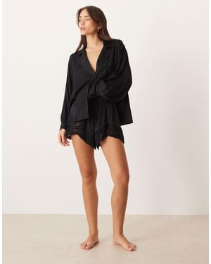 Free People – midnight muse – satin-shorts - Schwarz