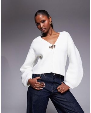 River Island Gold Detail Knitted Cardigan - White