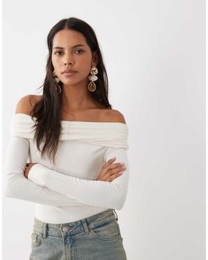 Miss Selfridge Wikkelbody Met Bardothals - Wit