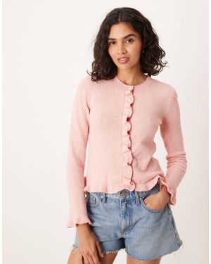 ASOS Textured Knit Cardigan With Frill Hems