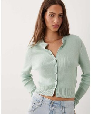 Abercrombie & Fitch Knitted Micro Cardigan - Green