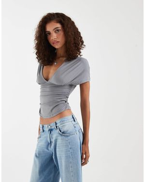 Motel Osari Plunge Batwing Top - Blue