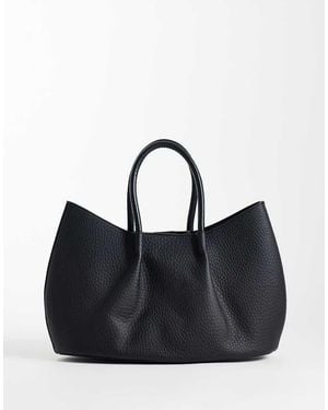 Glamorous Tote Tas Met Gerimpeld Handvat Aan De Bovenkant - Zwart