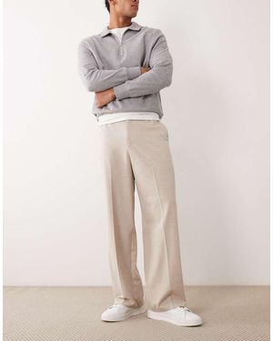 ASOS Tailored Comfort Stretch Wide Leg Trousers - Natural