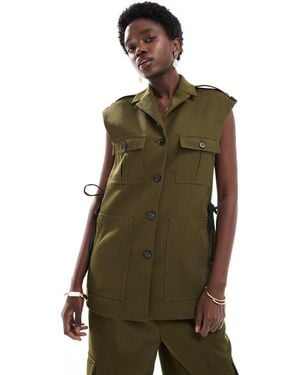 French Connection Florence Twill Utility Waistcoat Co-ord - Green