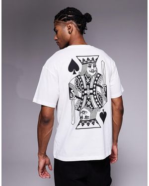 ADPT T-Shirt Oversize Bianca Con Stampa King Of Hearts Sul Retro - Bianco