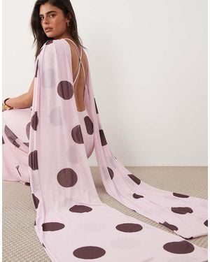 ASOS Mesh Maxi Dress With Scarf Drape Detail - Pink