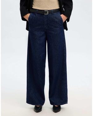 SELECTED Jean à taille haute - foncé - Bleu