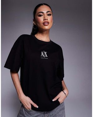 ARMANI EXCHANGE Central Logo Oversized T-shirt - Black