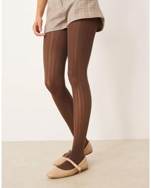 ASOS Heart And Dot Stripe Tights - Natural