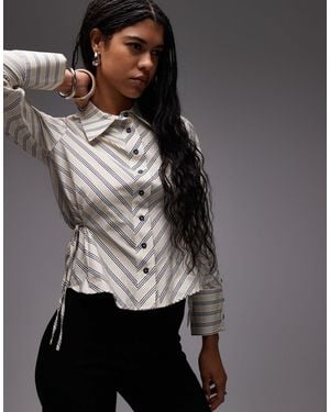 laagam Opera Poplin Fitted Shirt With Side Ties - Grey