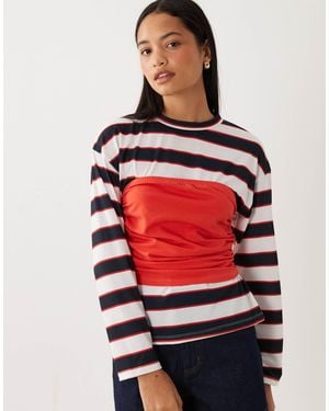 ASOS Long Sleeve Top With Contrast Bandeau Over Layer - Multicolor