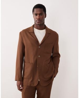 Mango Bergamo Premium Wool Mix Tailored Suite Blazer Co-Ord - Brown