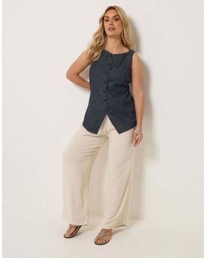Yours Clothing Denim Longline Waistcoat - Blue